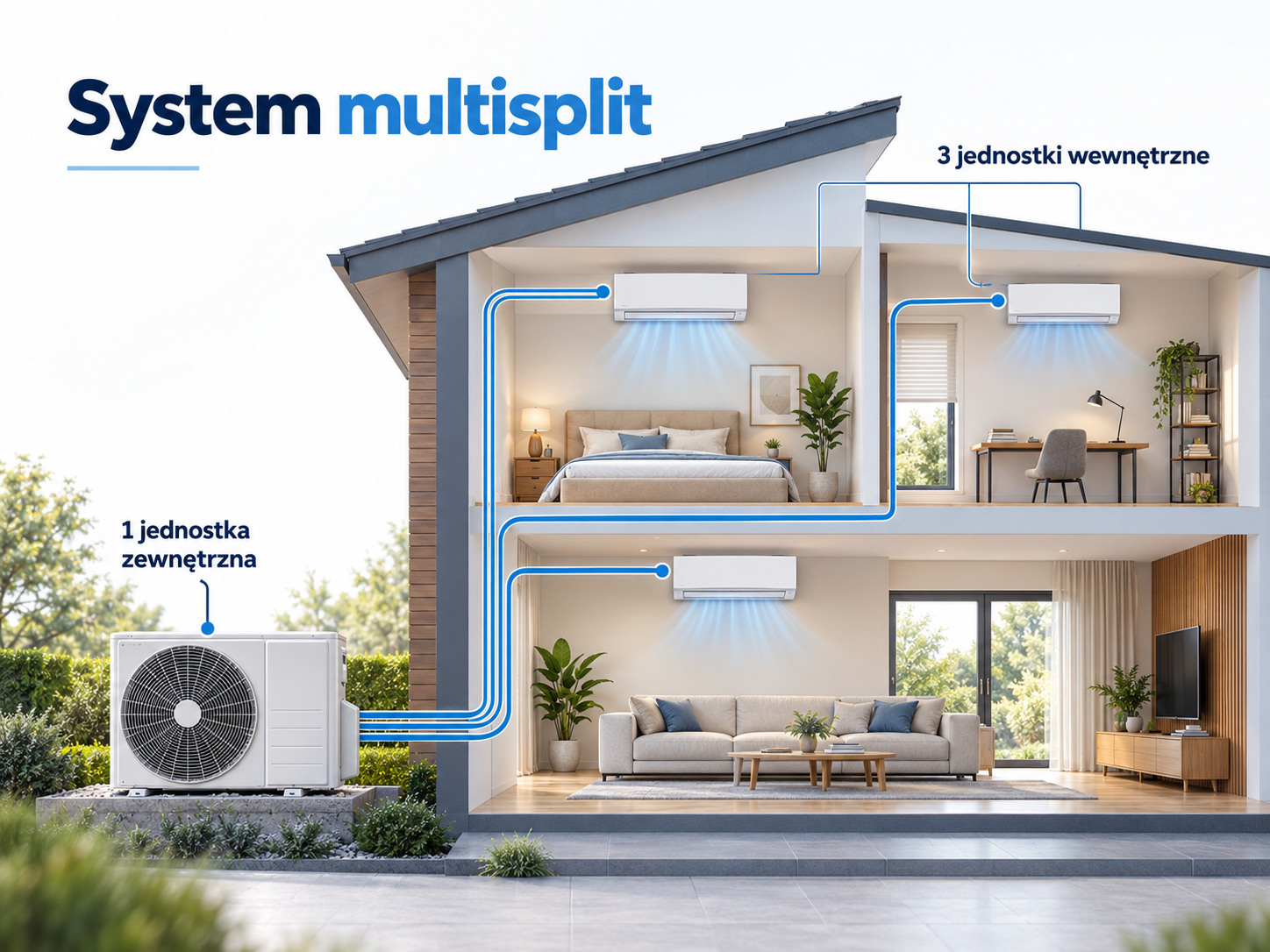 System multisplit: jedna jednostka zewnętrzna i kilka jednostek wewnętrznych